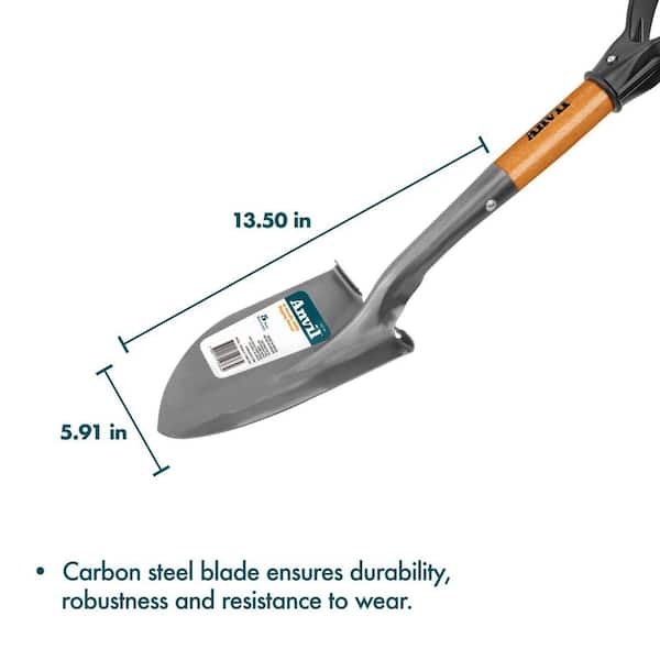 Anvil 18 in. Wood D-Grip Short Handle Carbon Steel Compact Digging