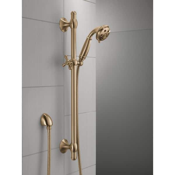 H2Okinetic Gold 3-Spray Patterns 1.75 GPM 3.34 in. Wall Mount Handheld Shower Head with Slide Bar in Champagne Bronze