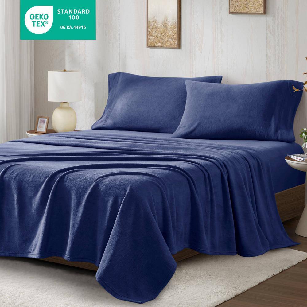 Navy Full Micro Fleece Sheet Set with Pillowcases