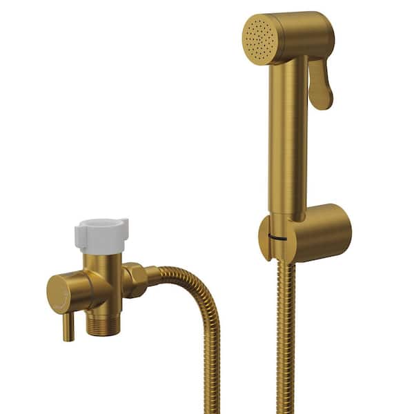 Modern 1-Handle Bidet Faucet with Handle Wall Mount Bidet Sprayer for Toilet with Rough-in Valve in Brushed Gold
