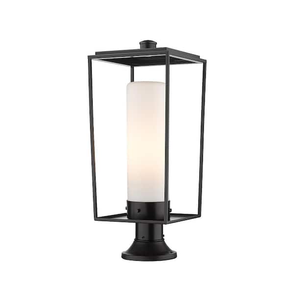 Unbranded Sheridan 24 .5 in 1 Light Black Aluminum Hardwired Outdoor Weather Resistant Pier Mount Light with No Bulb Included