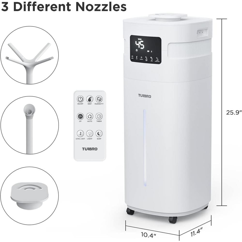 WiFi-Enabled Ultrasonic White Humidifier with 360° Nozzle