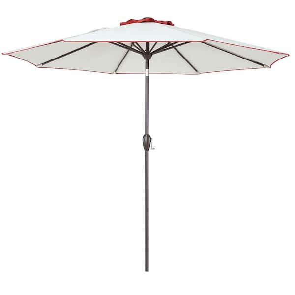 PolyTeak 11 ft. 100% Polyester Market, UV Fade Resistant, Outdoor Umbrella in Beige Terracotta
