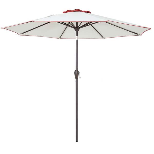 PolyTeak 9 ft. 100% Polyester Market, UV Fade Resistant, Outdoor Umbrella in Beige Terracotta