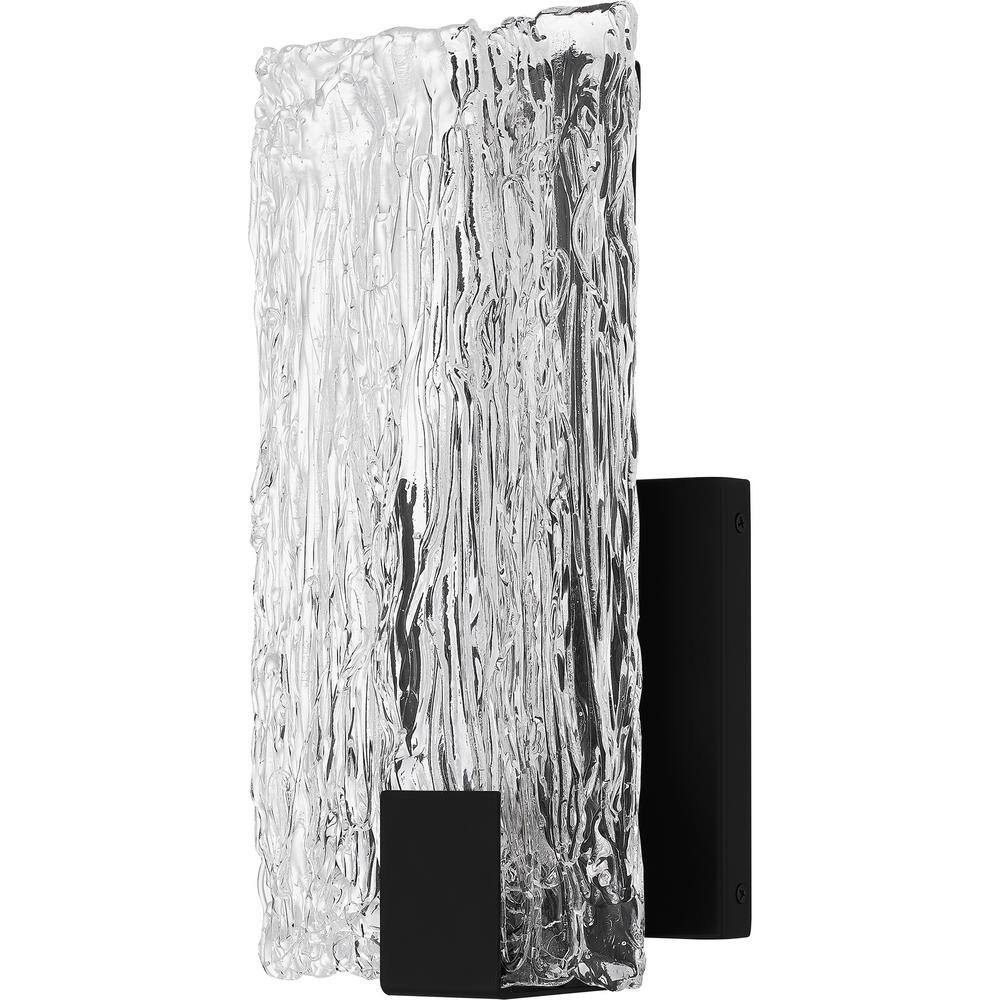 Winter Matte Black and Clear Textured Glass LED Wall Sconce