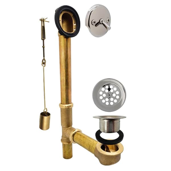 Westbrass 14 in. Bath Waste & Overflow Assembly with Trip Lever and Beehive Strainer Drain in Polished Chrome