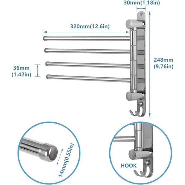 Dyiom Swivel Bathroom Towel Rack Towel Rack Wall Mounted, 4-Arm Space  Saving Towel Hanger, Towel Racks for Bathroom, Kitchen B087BTWR4V-Z - The  Home Depot