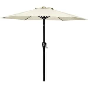 7.5 ft. Market Outdoor Table Patio Umbrella with Push Button Tilt Crank, 6 Sturdy Ribs for Garden Deck, Rust Resistant