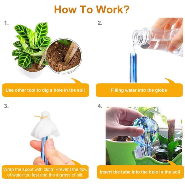 OGETFUUR 6-Piece Self Watering Globes, Automatic Glass Plant Watering Bulbs  for for Daily Plant Care, Small FB9C-5U4 - The Home Depot