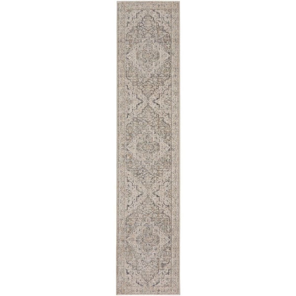 Lynx Ivory Taupe 2 ft. x 12 ft. All-Over Design Transitional Runner Area Rug