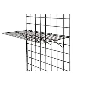 Grid Panel Display Shelf- Straight Shelf for Grid Panel, Black Finish, Wire (Box of 6)