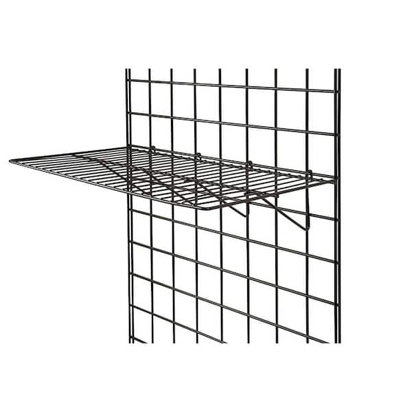 Only Hangers Grid Panel Display Shelf- Straight Shelf for Grid Panel, Black Finish, Wire (Box of 6)
