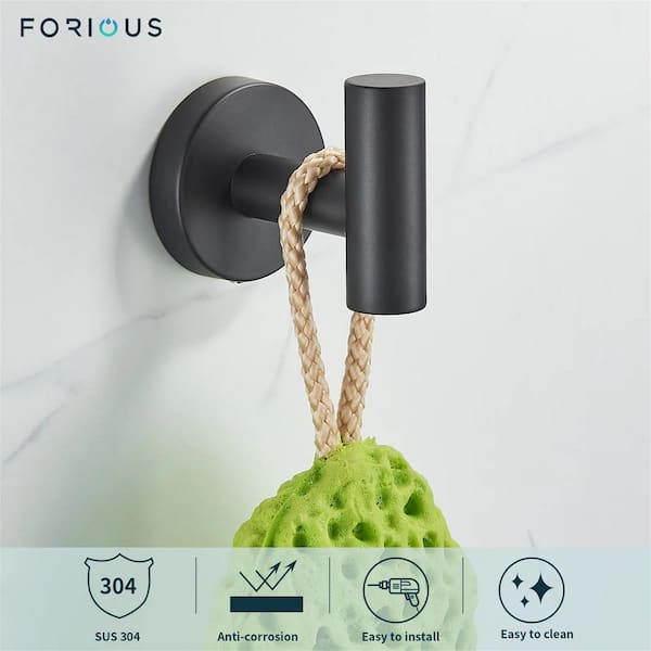 FORIOUS Bathroom Robe Hook and Towel Hook Wall Mounted Stainless