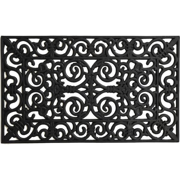 Black 36 in. x 24 in. Rubber Outdoor Door Mat