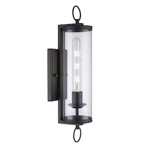 Citrin 20 in. 1-Light Black Outdoor Wall Light Fixture with Clear Glass