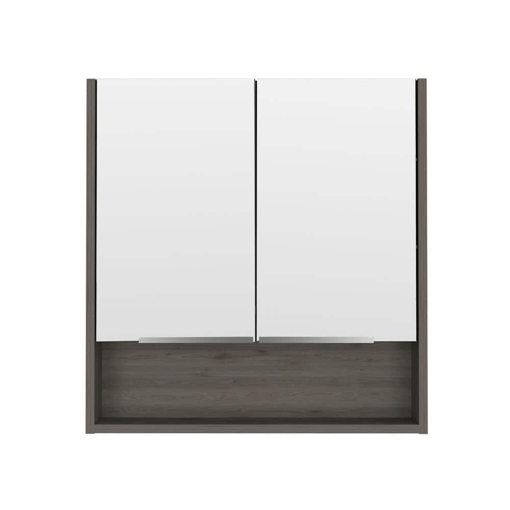 23.6 in. W x 24.6 in. H Light Oak Rectangular Wall Surface Mount Bathroom S
