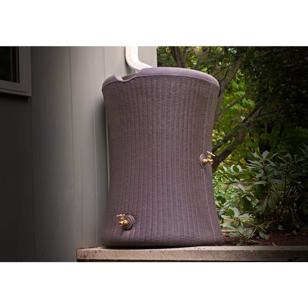 Willow 65 Gallon Brown Wicker Rain Barrel Planter