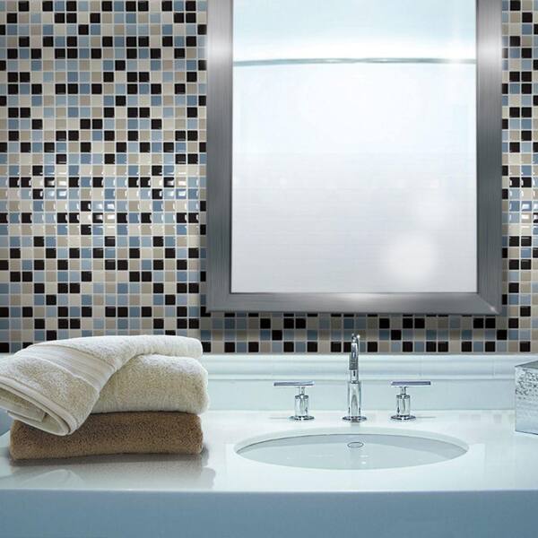 smart tiles 9.85 in. x 9.85 in. Multi-Colored Peel and Stick Mosaic Decorative Wall Tile in Maya