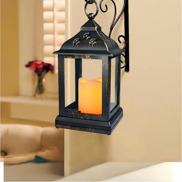Angel Sar 9.5 in. Vintage Decorative Candle Lantern with LED