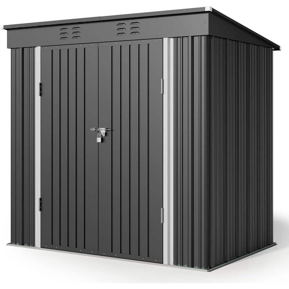 6 ft. W x 4 ft. D Outdoor Metal Storage Shed with Double Lockable Doors (25.3 sq. ft.), Gray price history on PriceWatchPro