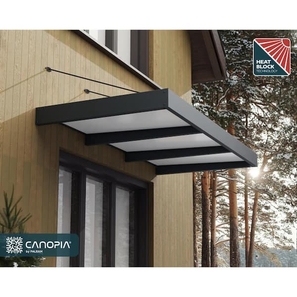 Sophia 5 ft x 10 ft. Gray/White Opal Door and Window Awning