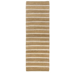 Nautical Coastal Striped Hand-Woven Indoor Area Rug LR82490 2 ft. 6 in. x 7 ft. 9 in. Ivory