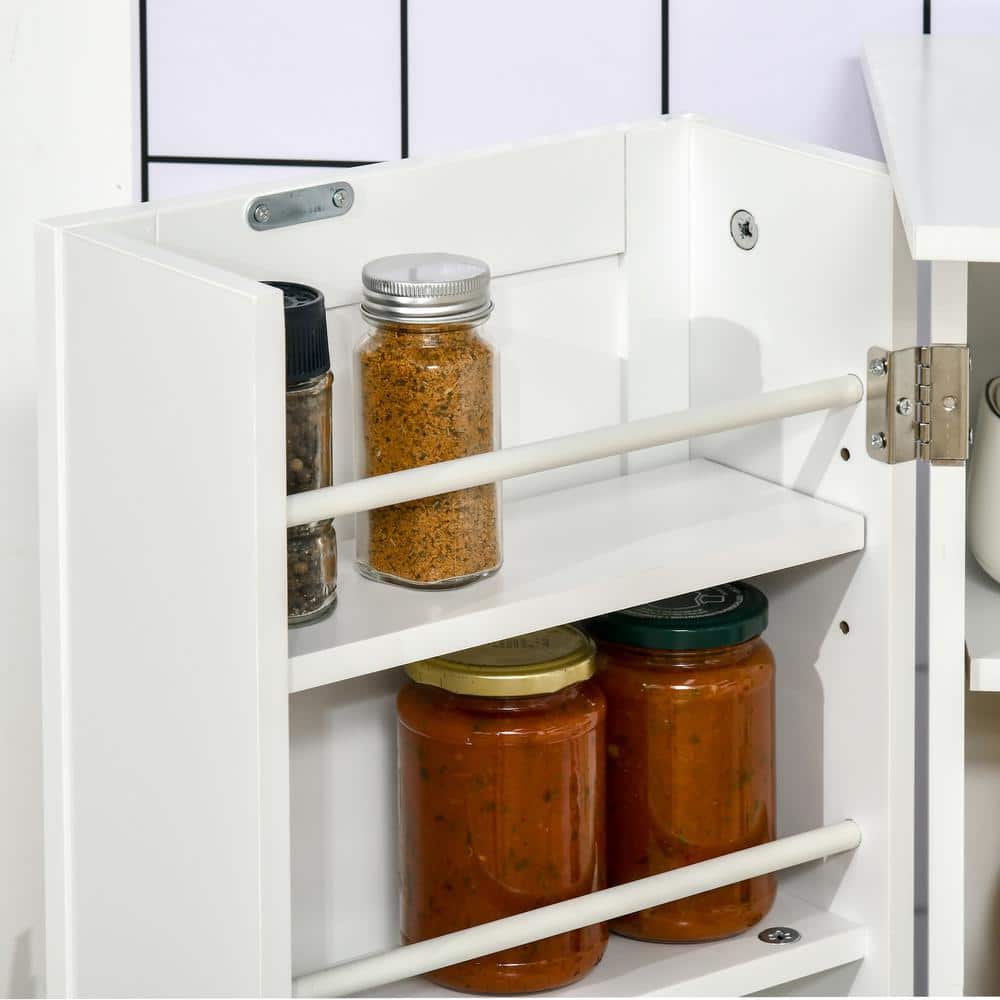 White Vertical Kitchen Pantry with Adjustable Shelves