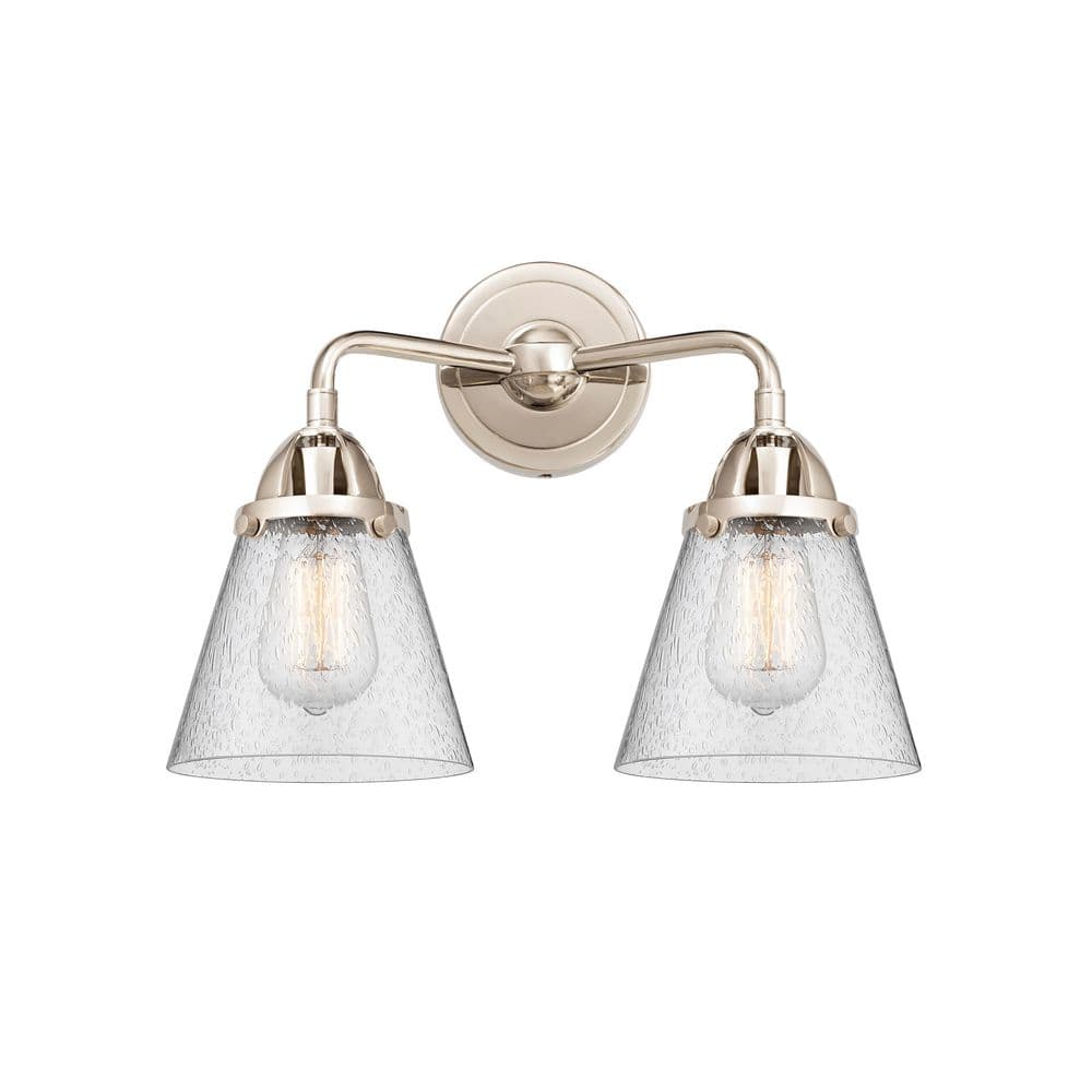 Cone 14.25 in. 2-Light Polished Nickel Vanity Light with Glass Shade price history on PriceWatchPro