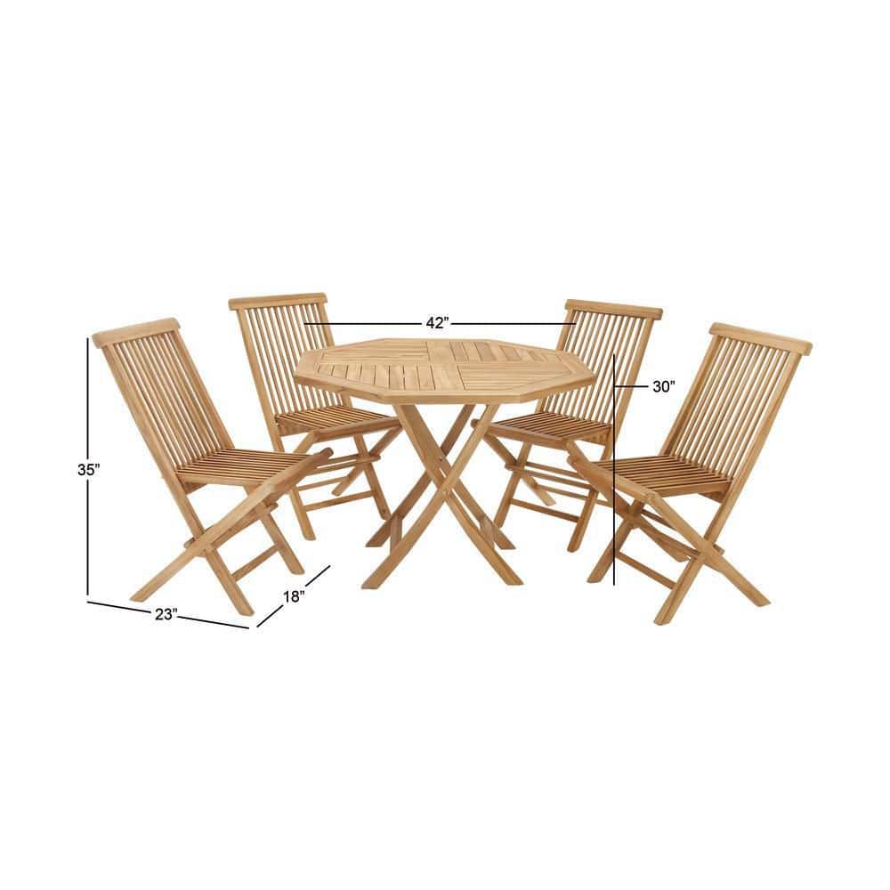 Traditional Teak 4-Person Octagonal Outdoor Dining Set