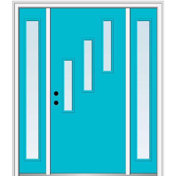 MMI Door 64.5 in. x 81.75 in. Davina Right-Hand Inswing 3-Lite Clear Low-E Painted Fiberglass Prehung Front Door with Sidelites