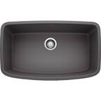 VALEA Undermount Granite Composite 32 in. Single Bowl Kitchen Sink in Cinder