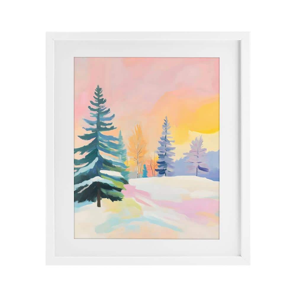 "Winter Forest Snowscape in Pastels Framed Print Under Glass Art, 17"" x 21"", White, Ready for Hanging, By The Prints Vibe" price history on PriceWatchPro