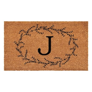 Rustic Leaf Vine Monogrammed Doormat, 36" x 72" (Letter J)