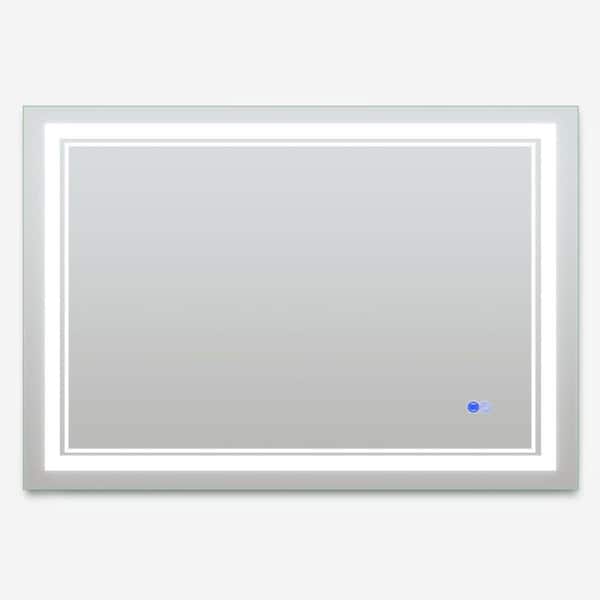 EPOWP 60 in. W x 40 in. H Rectangular Frameless Anti-Fog LED Wall Bathroom Vanity Mirror in Silver