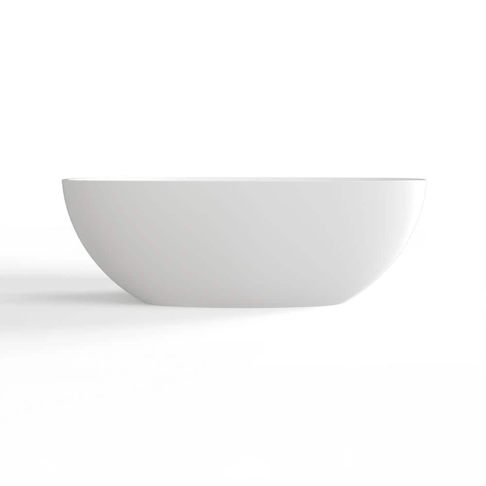 67 in. x 30 in. Stone Resin Solid Surface Freestanding Soaking Bathtub with