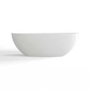 67 in. x 30 in. Stone Resin Solid Surface Freestanding Soaking Bathtub with Center Drain in Matte White