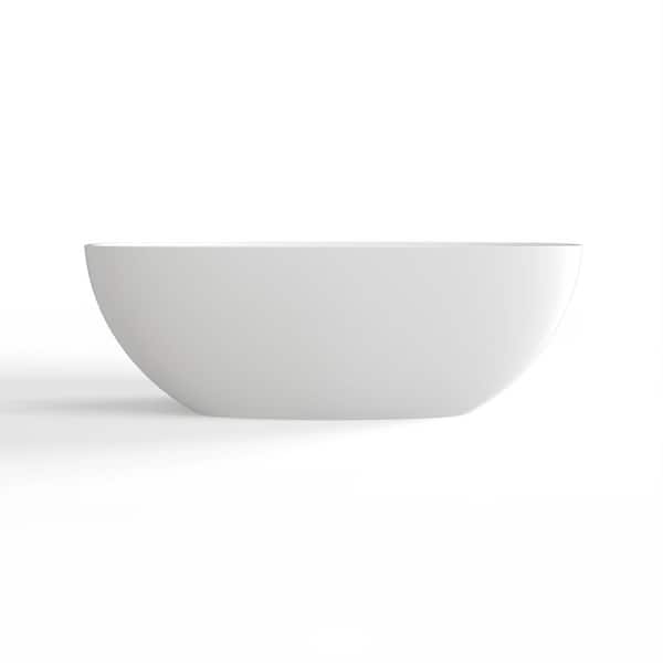 Unbranded 67 in. x 30 in. Stone Resin Solid Surface Freestanding Soaking Bathtub with Center Drain in Matte White