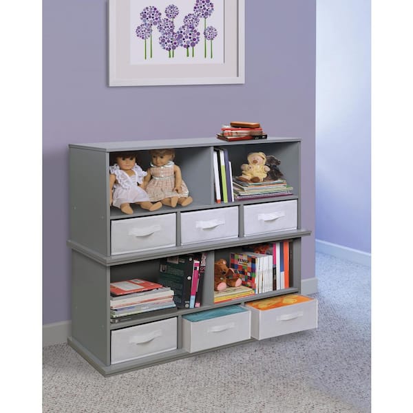 Badger Basket 37 in. W x 17 in. H x 16 in. D Gray Stackable Shelf Storage  Cubbies with 3-Baskets 90831 - The Home Depot