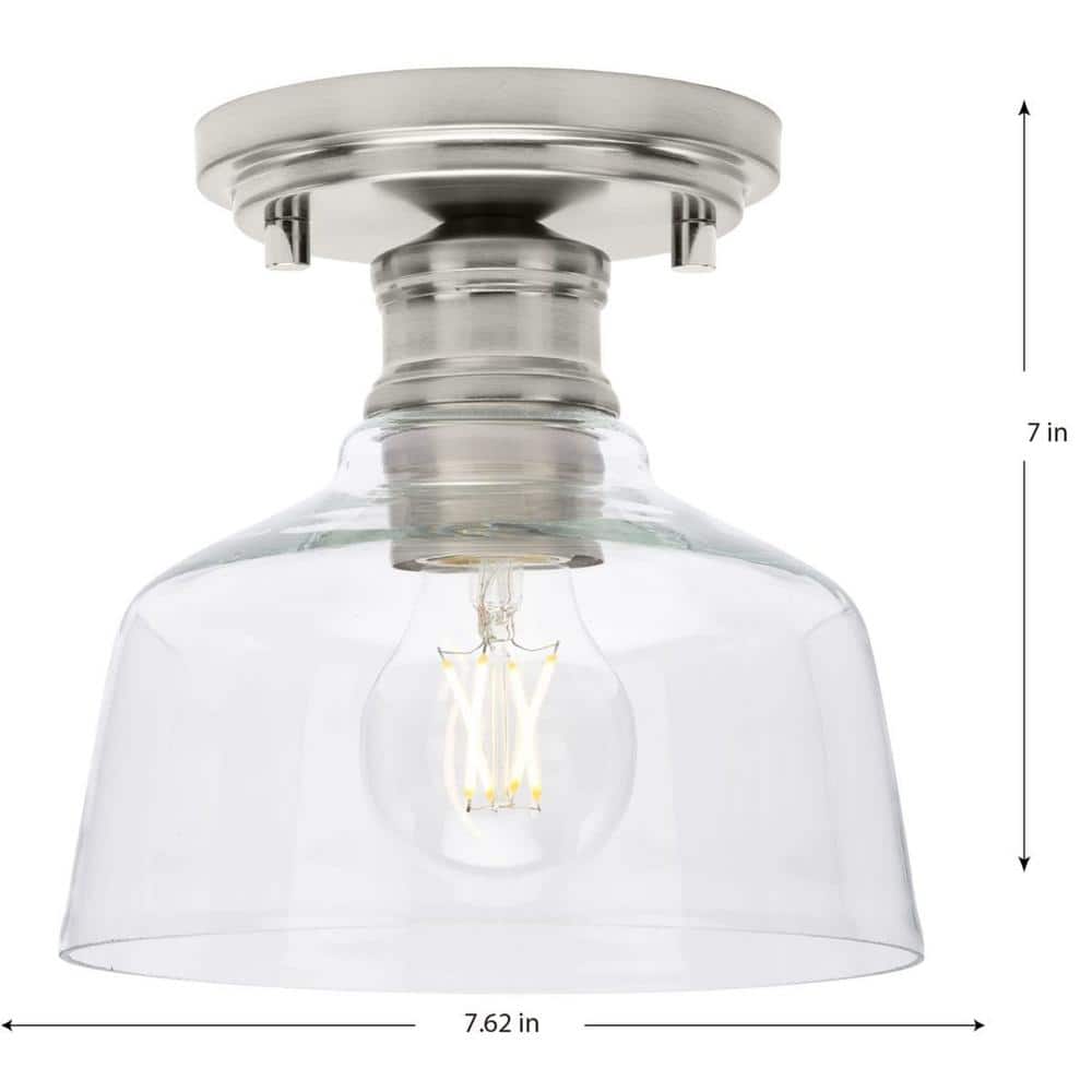 Brushed Nickel Glass Semi-Flush Mount Light