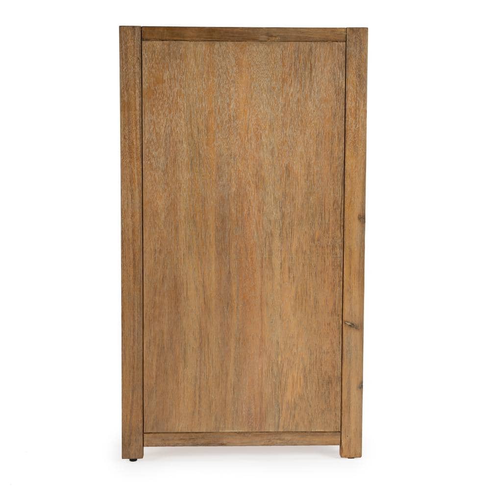 Natural Wood 3-Drawer Chest with Black Metal Hardware