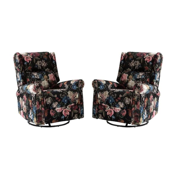 JAYDEN CREATION Jahwe Floral Manual Livingroom Swivel Glider Nursery Recliner with Swivel Base (Set of 2)