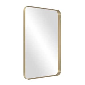 18.1 in. W x 27.6 in. H Rectangular Metal Framed=Wall Bathroom Vanity Mirror in Gold