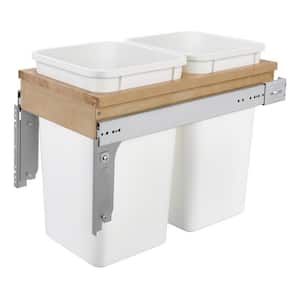 White Double Pull Out Top Mount Trash Can 27 qt.