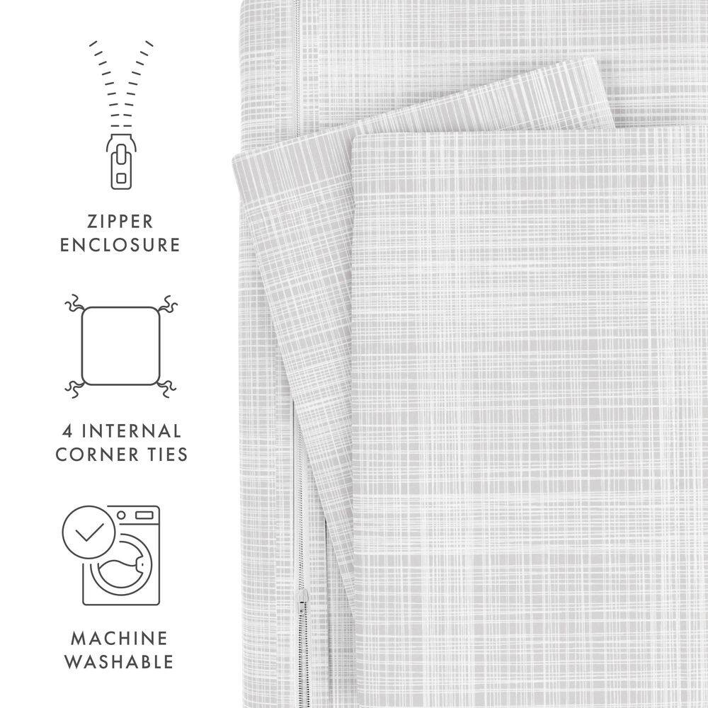 Gray Twin/Twin XL Microfiber Thatch Pattern Duvet Cover Set
