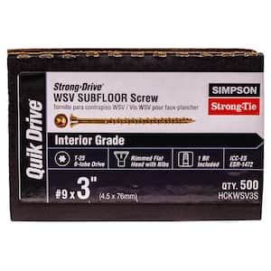 #9 x 3 in. T25 6-Lobe, Flat Head, Strong-Drive WSV Collated Subfloor Screw, Yellow Zinc (500-Pack)