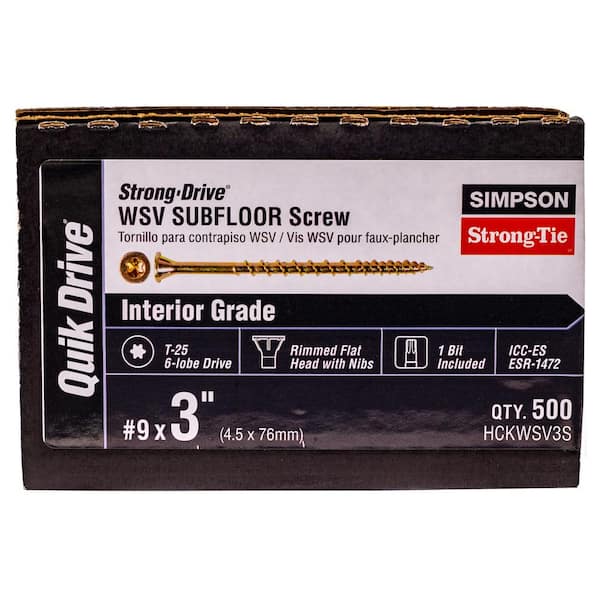 #9 x 3 in. T25 6-Lobe, Flat Head, Strong-Drive WSV Collated Subfloor Screw, Yellow Zinc (500-Pack)