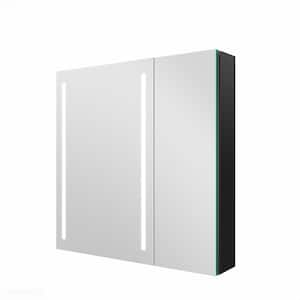 30 in. W x 30 in. H Rectangular Frameless LED Lighted Defogging Medicine Cabinet with Mirror, Right Open Door