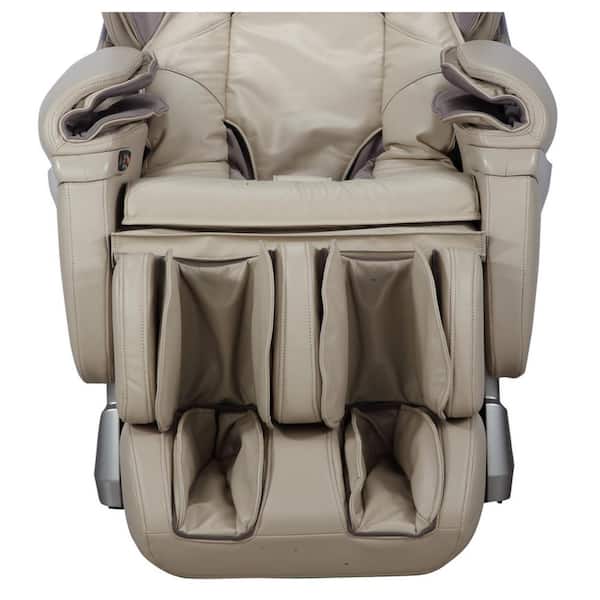 Titan Pro Series Tan Faux Leather, Osaki Brown Faux Leather Reclining Massage Chair By Titanium
