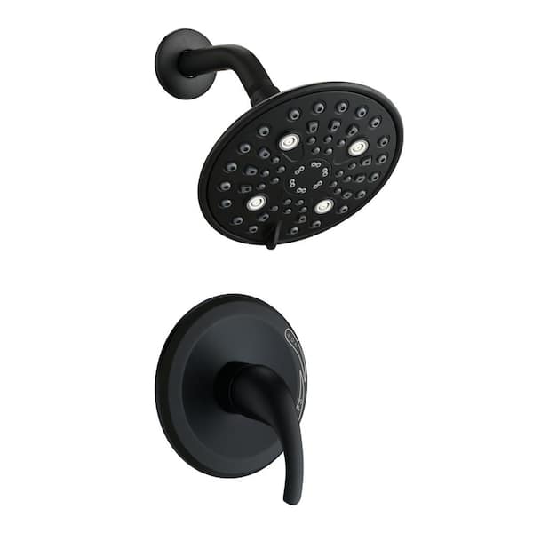 PERLIRIA INC Single Handle 5-Spray Shower Faucet 2.5 GPM with Drip Free and Valve, Anti Scald in. Matte Black