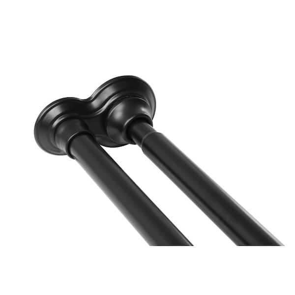 Utopia Alley Adjustable 72 in. Double Shower Curtain Tension Rods - Rust-Proof Alu with Shower Liner and Hooks, Black